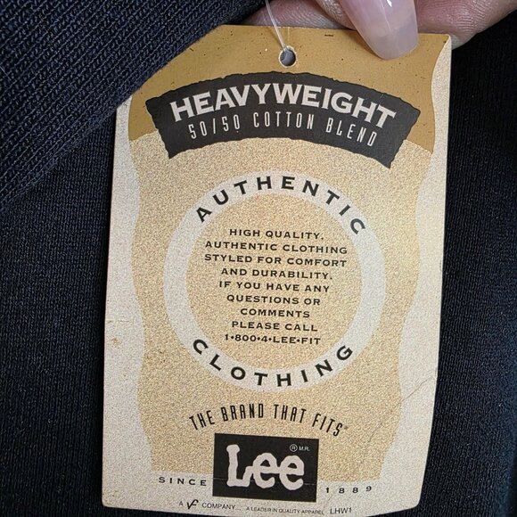 Vintage 1990s Lee Heavyweight Blank Crewneck Sweatshirt Med Black Deadstock USA - Picture 4 of 6